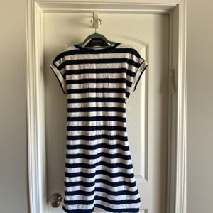 Navy and White Striped Casual T-Shirt Dress